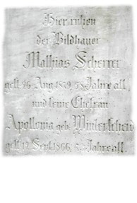 Grabgstein Mathias und Apolonia Scherrer. Foto: Peter Baales